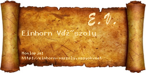 Einhorn Vászoly névjegykártya